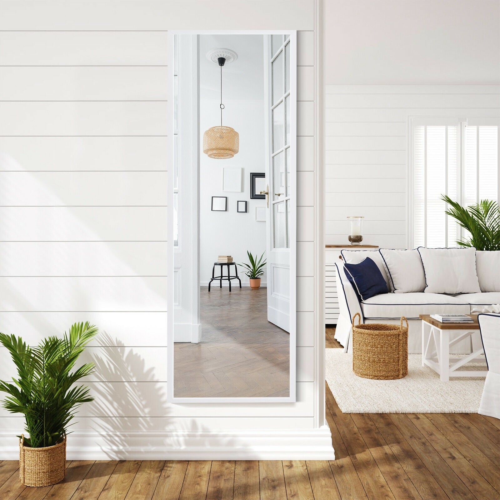 Full Length Metal Door Mirror with Adjustable Hook, White Wall Mirrors at Gallery Canada