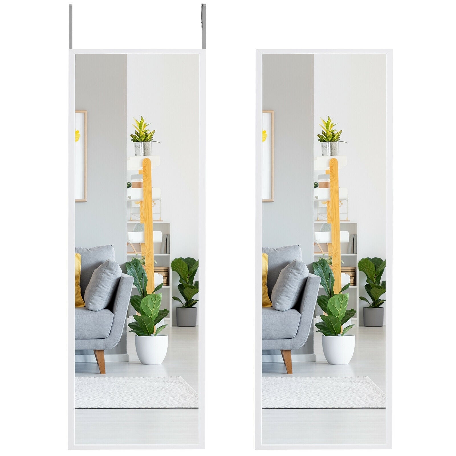 Full Length Metal Door Mirror with Adjustable Hook, White Wall Mirrors at Gallery Canada