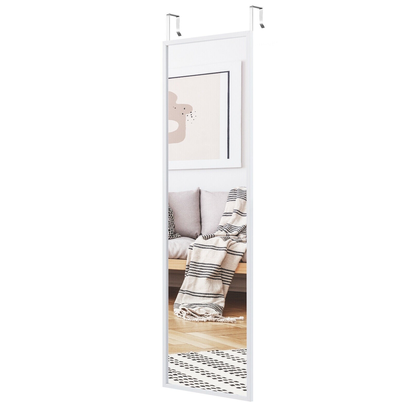 Full Length Metal Door Mirror with Adjustable Hook, White Wall Mirrors at Gallery Canada