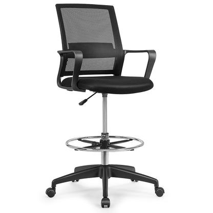 Drafting Chair Tall Office Chair with Adjustable Height, Black Mesh Chairs   at Gallery Canada