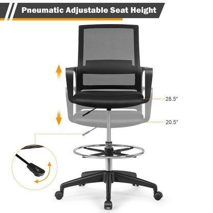 Drafting Chair Tall Office Chair with Adjustable Height, Black - Gallery Canada