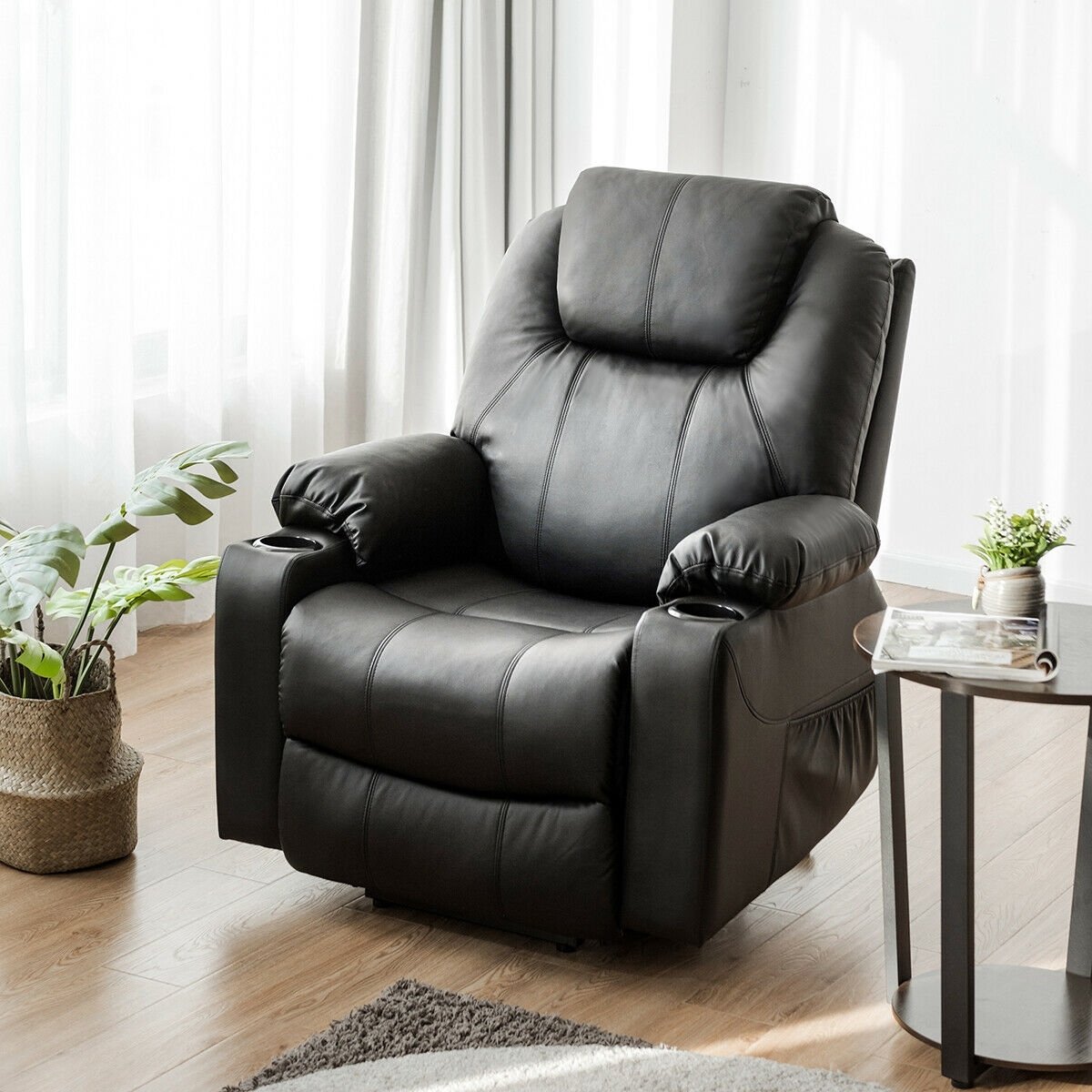 Electric Power Lift Leather Massage Sofa, Black - Gallery Canada