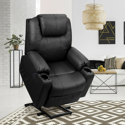 Electric Power Lift Leather Massage Sofa, Black - Gallery Canada