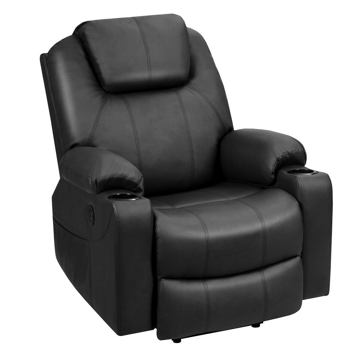 Electric Power Lift Leather Massage Sofa, Black - Gallery Canada