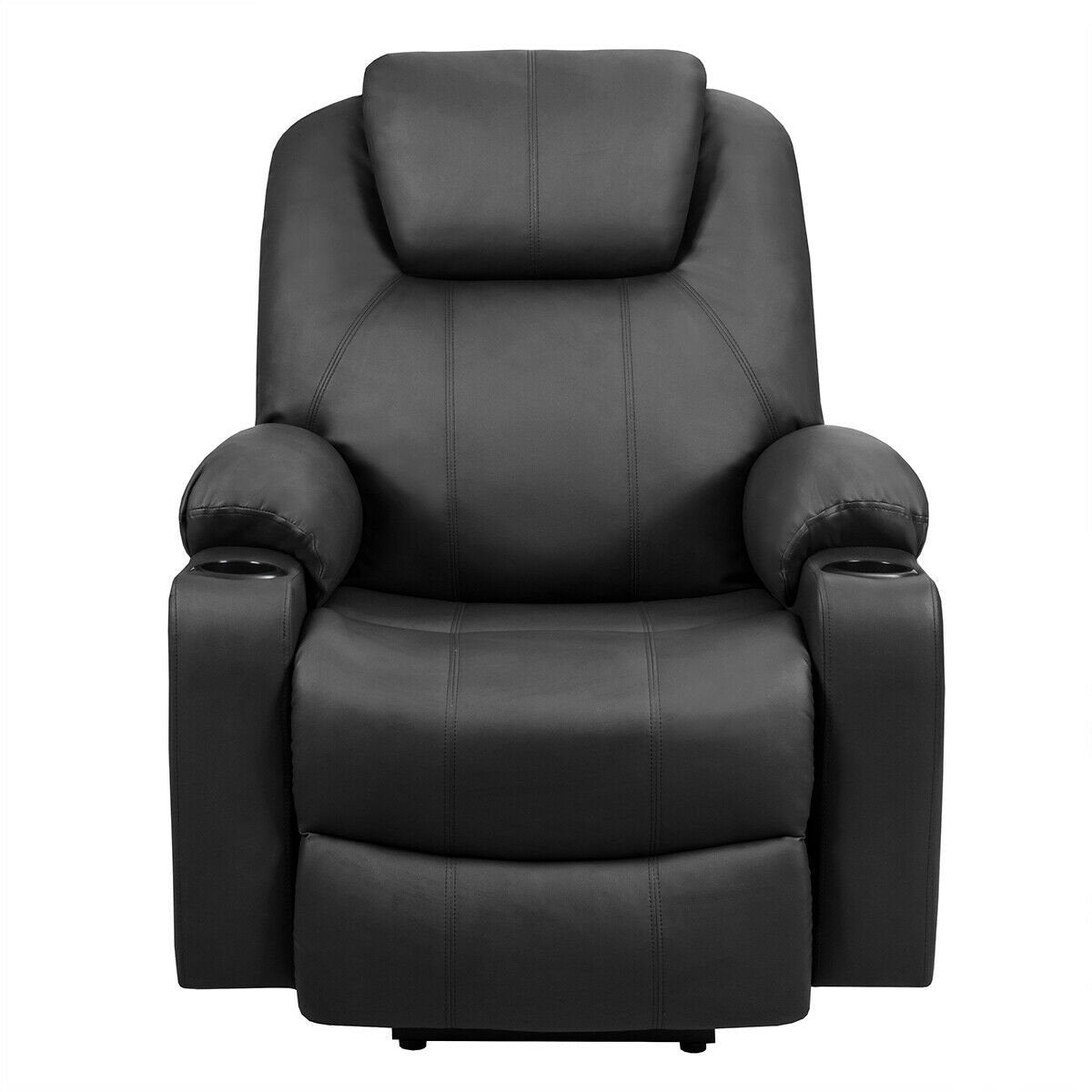 Electric Power Lift Leather Massage Sofa, Black Recliners   at Gallery Canada