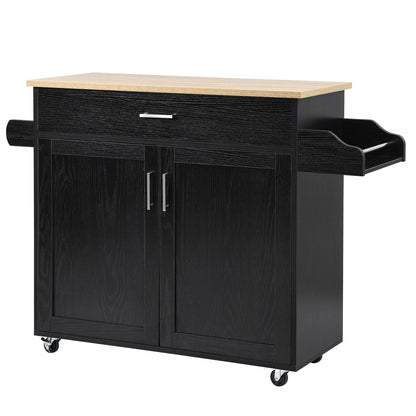 Rolling Kitchen Island Cart with Towel and Spice Rack, Black Kitchen Islands & Carts   at Gallery Canada