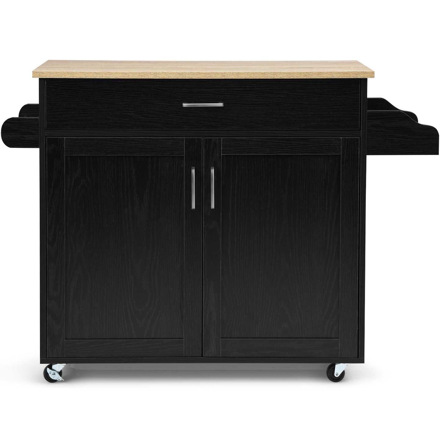 Rolling Kitchen Island Cart with Towel and Spice Rack, Black Kitchen Islands & Carts   at Gallery Canada