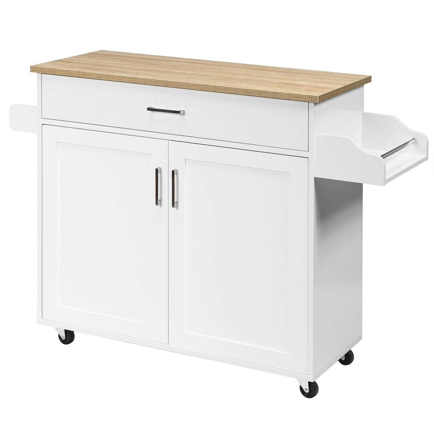 Rolling Kitchen Island Cart with Towel and Spice Rack, White Kitchen Islands & Carts   at Gallery Canada