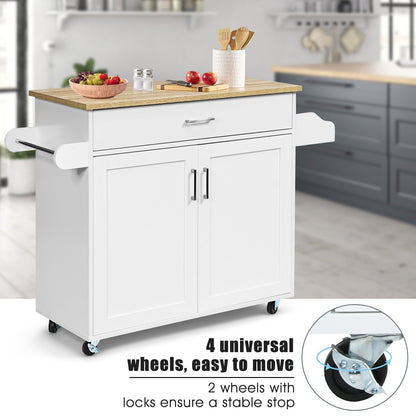 Rolling Kitchen Island Cart with Towel and Spice Rack, White Kitchen Islands & Carts   at Gallery Canada