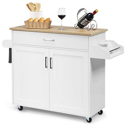 Rolling Kitchen Island Cart with Towel and Spice Rack, White Kitchen Islands & Carts   at Gallery Canada