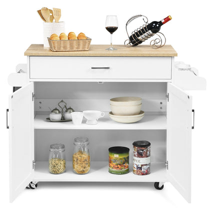 Rolling Kitchen Island Cart with Towel and Spice Rack, White Kitchen Islands & Carts   at Gallery Canada