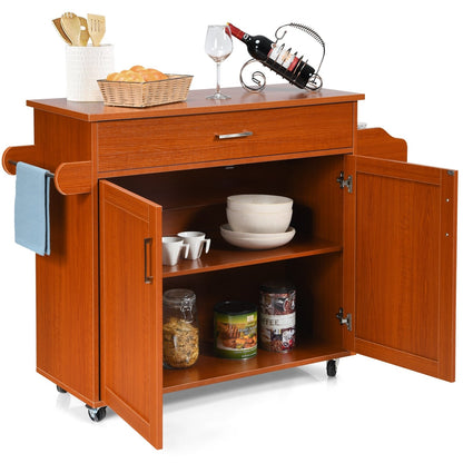 Rolling Kitchen Island Cart with Towel and Spice Rack, Cherry Kitchen Islands & Carts   at Gallery Canada