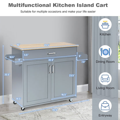 Rolling Kitchen Island Cart with Towel and Spice Rack, Gray Kitchen Islands & Carts   at Gallery Canada