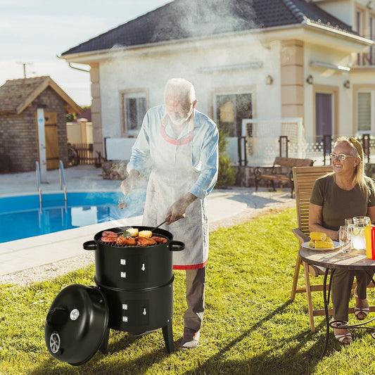 3-in-1 Charcoal BBQ Grill Cambo with Built-in Thermometer, Black Outdoor Grills   at Gallery Canada