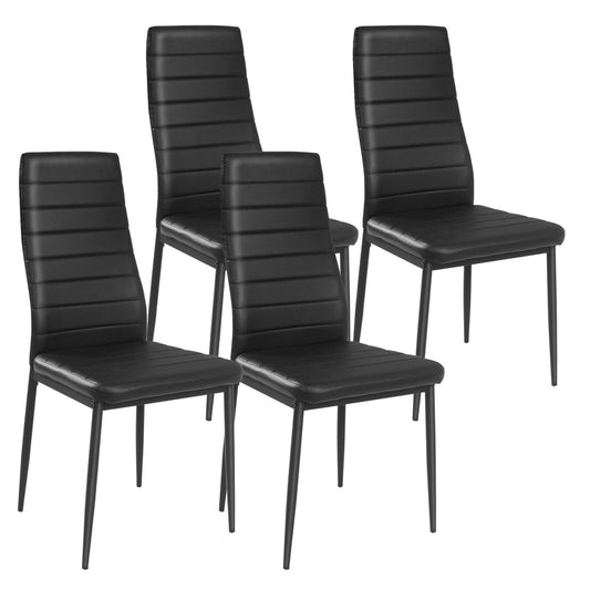 4 Pieces Modern Leather Dinning Chairs Set with Metal Frame - Gallery Canada