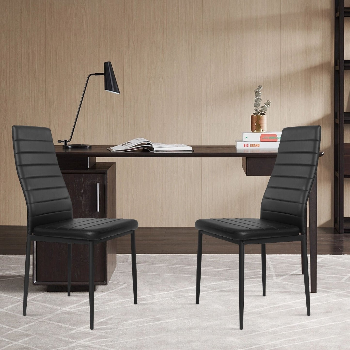 4 Pieces Modern Leather Dinning Chairs Set with Metal Frame Dining Chairs   at Gallery Canada