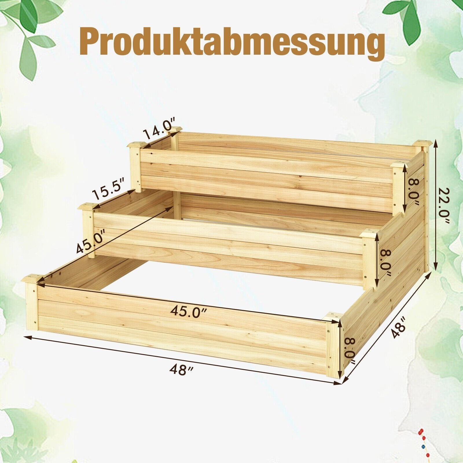 3-Tier Raised Garden Bed Wood Planter Kit for Flower Vegetable Herb, Natural Raised Garden Beds   at Gallery Canada