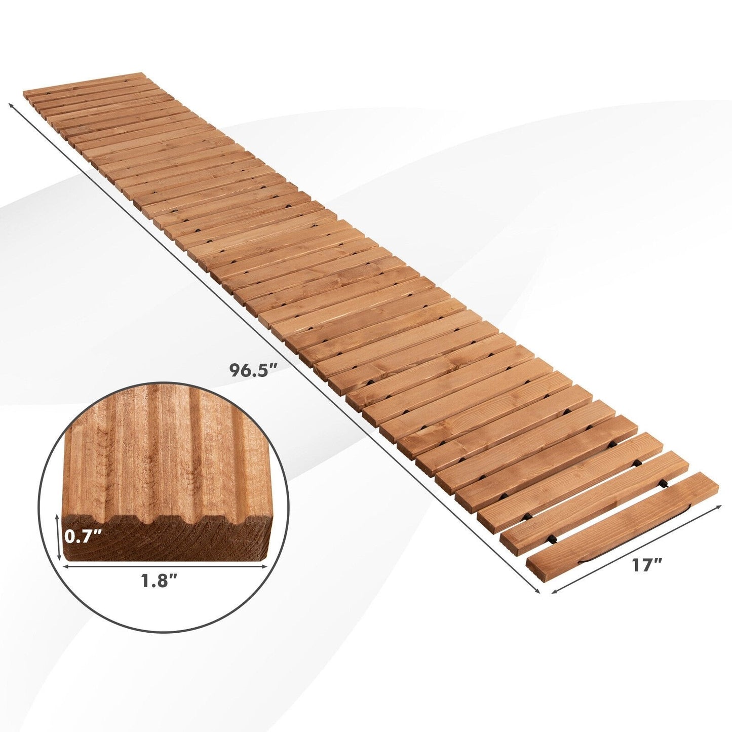 8 Feet Roll-out Weather-Resistant Patio Hardwood Pathway-17", Brown - Gallery Canada