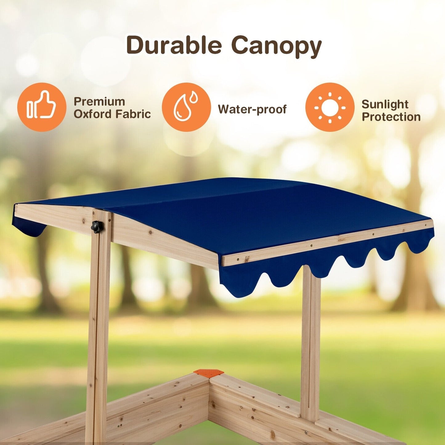 Kids Wooden Sandbox with Height Adjustable and Rotatable Canopy Outdoor Playset, Natural Sandboxes   at Gallery Canada