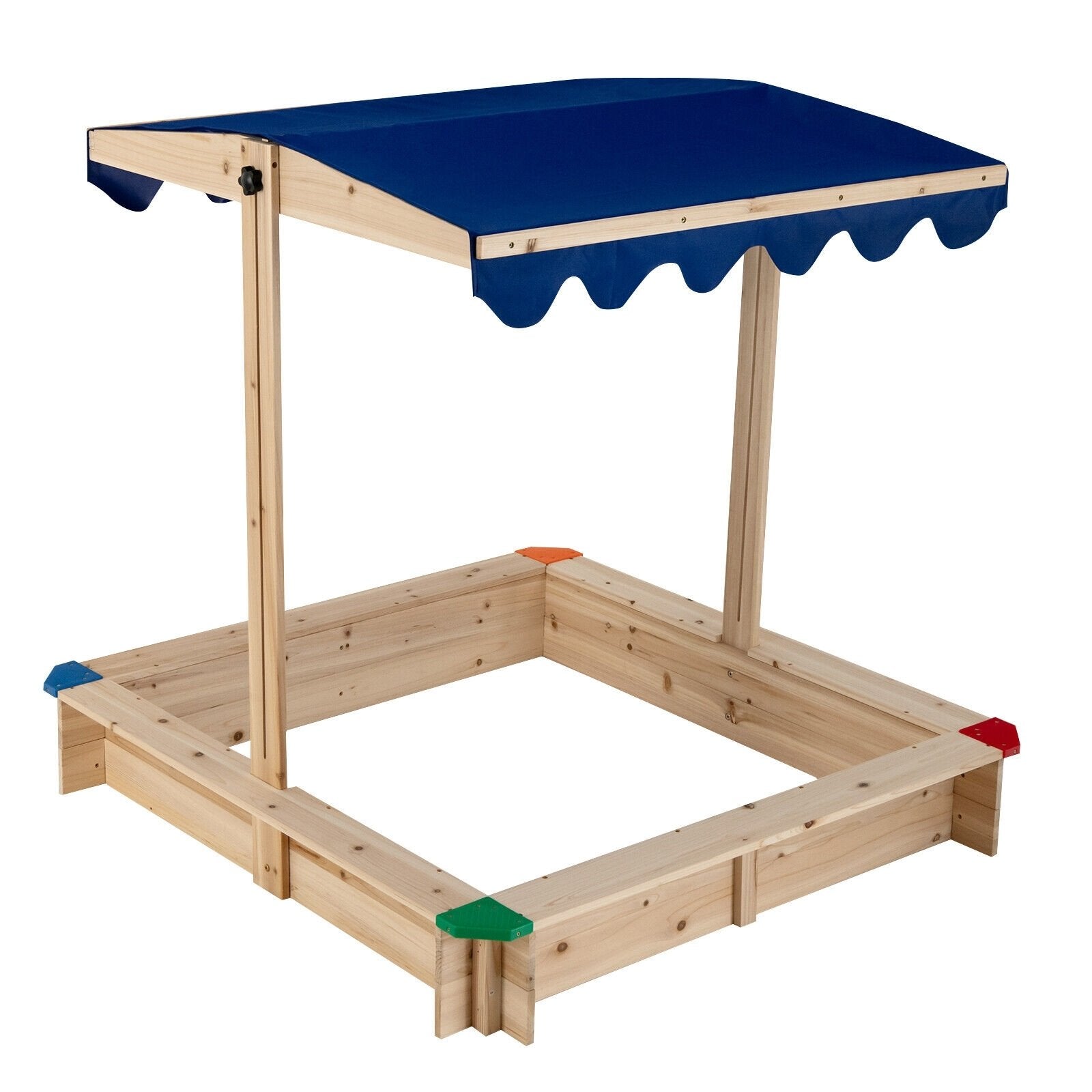 Kids Wooden Sandbox with Height Adjustable and Rotatable Canopy Outdoor Playset, Natural Sandboxes   at Gallery Canada