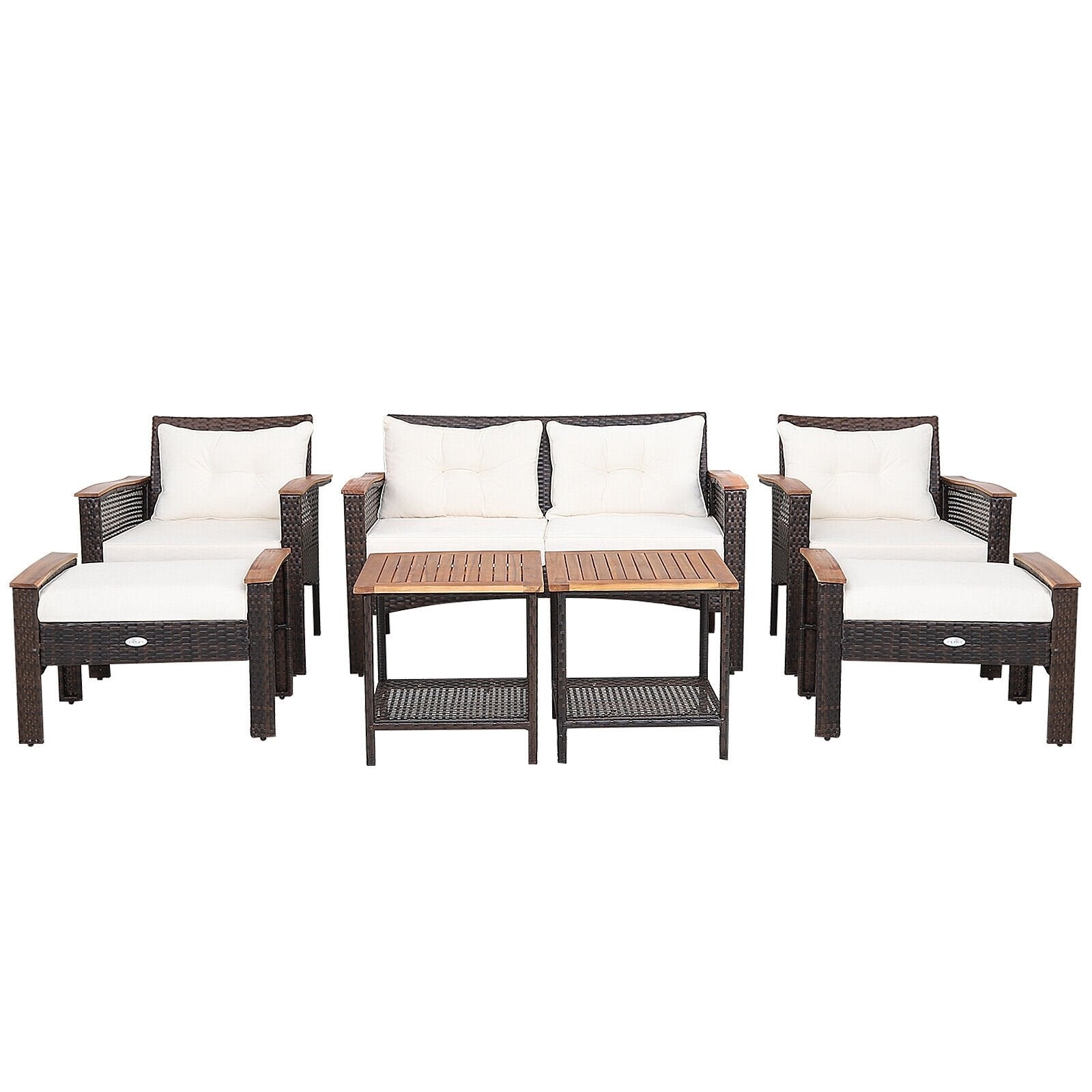 7 Pieces Patio Rattan Cushioned Conversation Furniture Set, Beige Patio Conversation Sets   at Gallery Canada