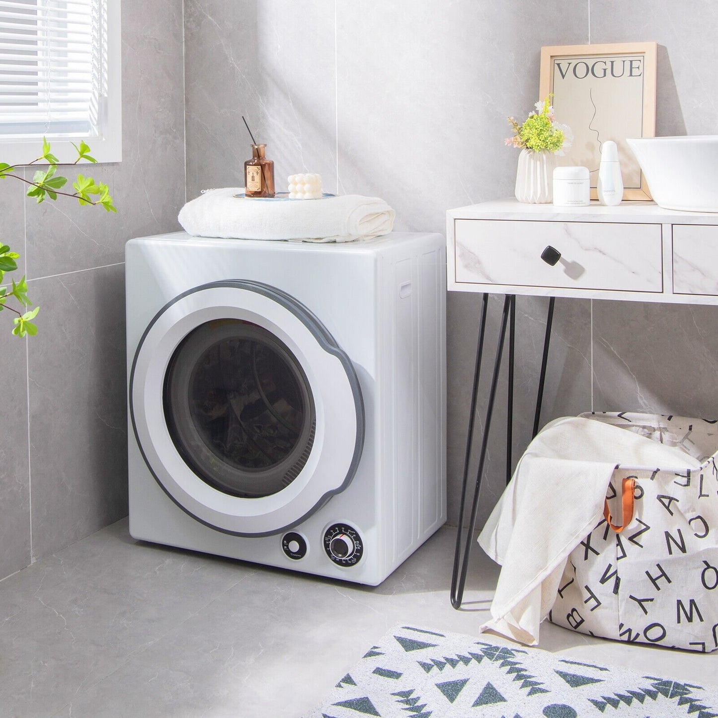 Compact Electric Tumble Laundry Dryer with Stainless Steel Tub, White Dryers   at Gallery Canada