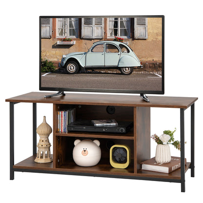 Mid-Century TV stand Media Console Table with Adjustable Shelf, Rustic Brown Entertainment Centers & TV Stands   at Gallery Canada