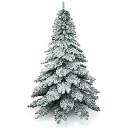 7.5 Feet Snow Flocked Artificial Christmas Tree, Green Christmas Tree   at Gallery Canada