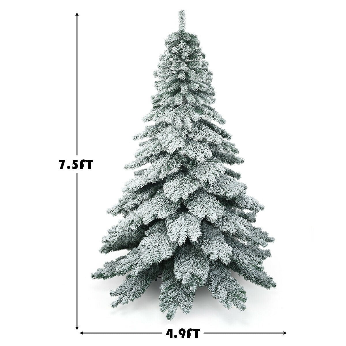 7.5 Feet Snow Flocked Artificial Christmas Tree, Green Christmas Tree   at Gallery Canada