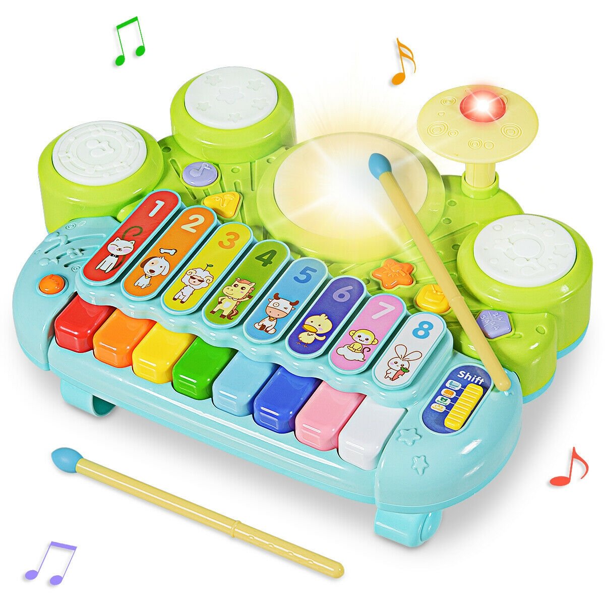 3-in-1 Electronic Piano Xylophone Game Drum Set, Multicolor Musical Toys   at Gallery Canada