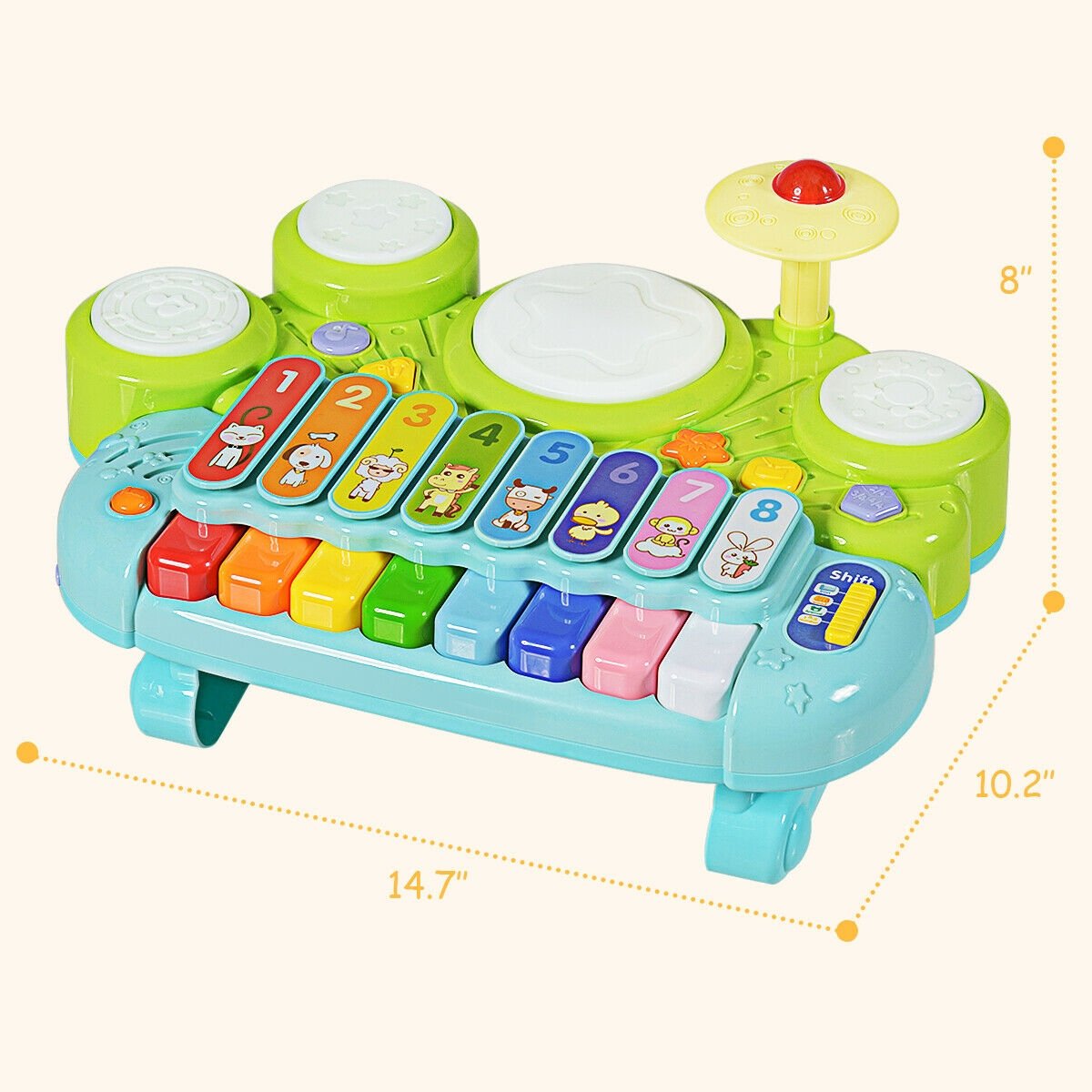 3-in-1 Electronic Piano Xylophone Game Drum Set, Multicolor Musical Toys   at Gallery Canada