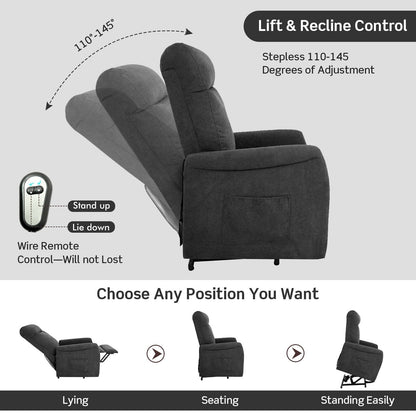 Power Lift Recliner Chair with Remote Control for Elderly, Gray Recliners   at Gallery Canada