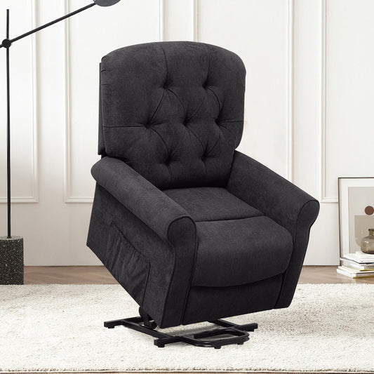 Recliner Chair Sofa for Elderly with Side Pocket and Remote Control, Black Recliners   at Gallery Canada