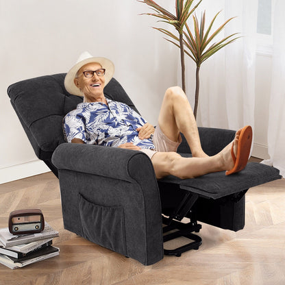 Recliner Chair Sofa for Elderly with Side Pocket and Remote Control, Black Recliners   at Gallery Canada