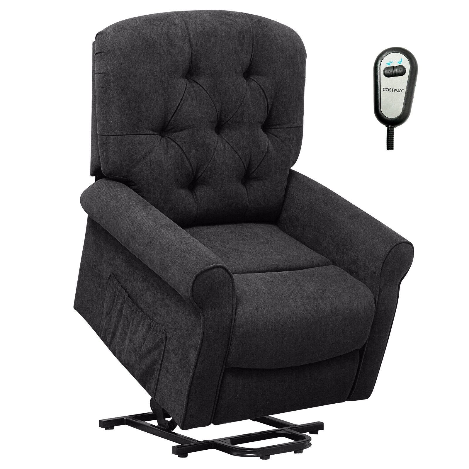 Recliner Chair Sofa for Elderly with Side Pocket and Remote Control, Black Recliners   at Gallery Canada