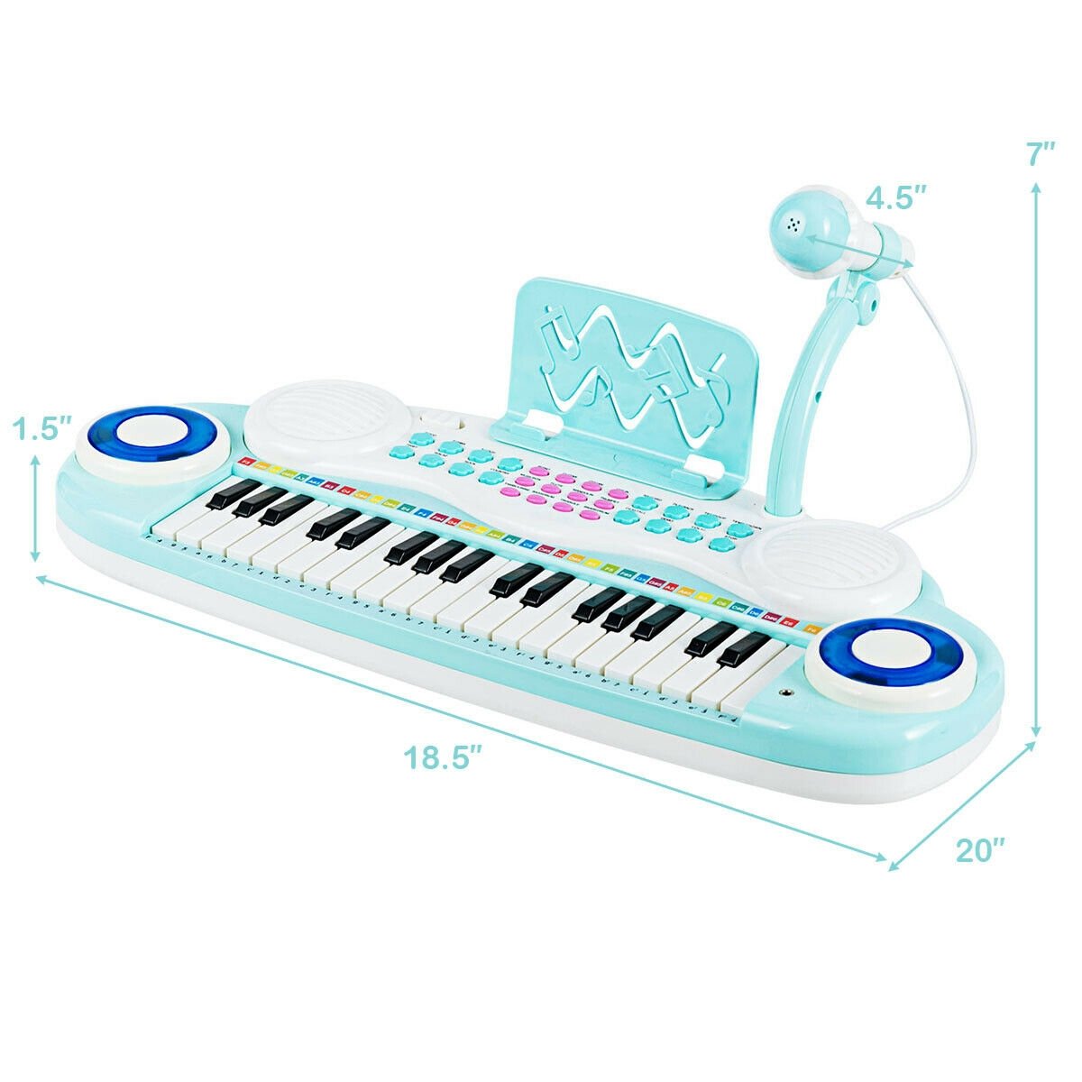 Multifunctional 37 Electric Keyboard Piano with Microphone, Blue Pianos & Keyboards   at Gallery Canada