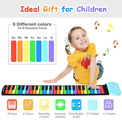 49-Key Roll-up Piano with Support Earphones, Multicolor - Gallery Canada