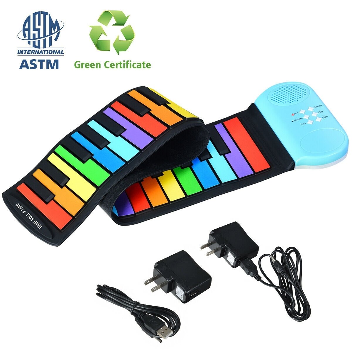 49-Key Roll-up Piano with Support Earphones, Multicolor - Gallery Canada
