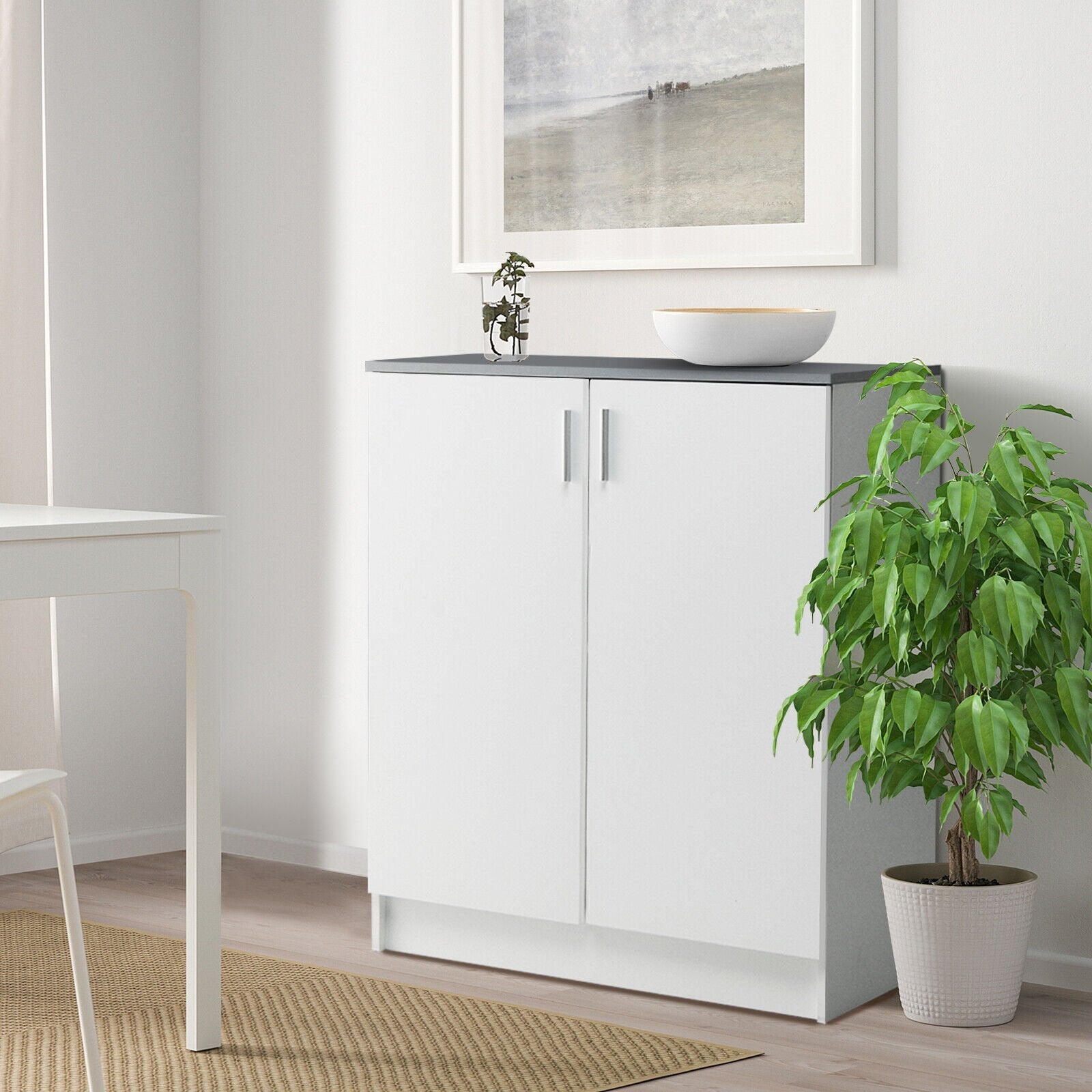 Storage Sideboard Cabinet with Doors and Shelves, White Cabinets & Chests   at Gallery Canada
