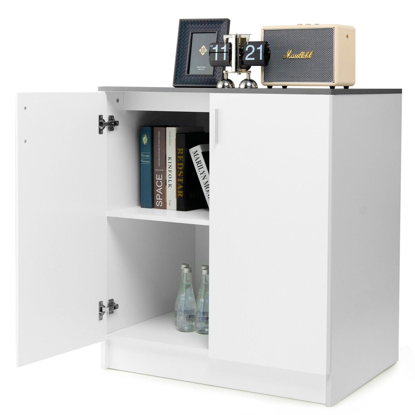 Storage Sideboard Cabinet with Doors and Shelves, White Cabinets & Chests   at Gallery Canada