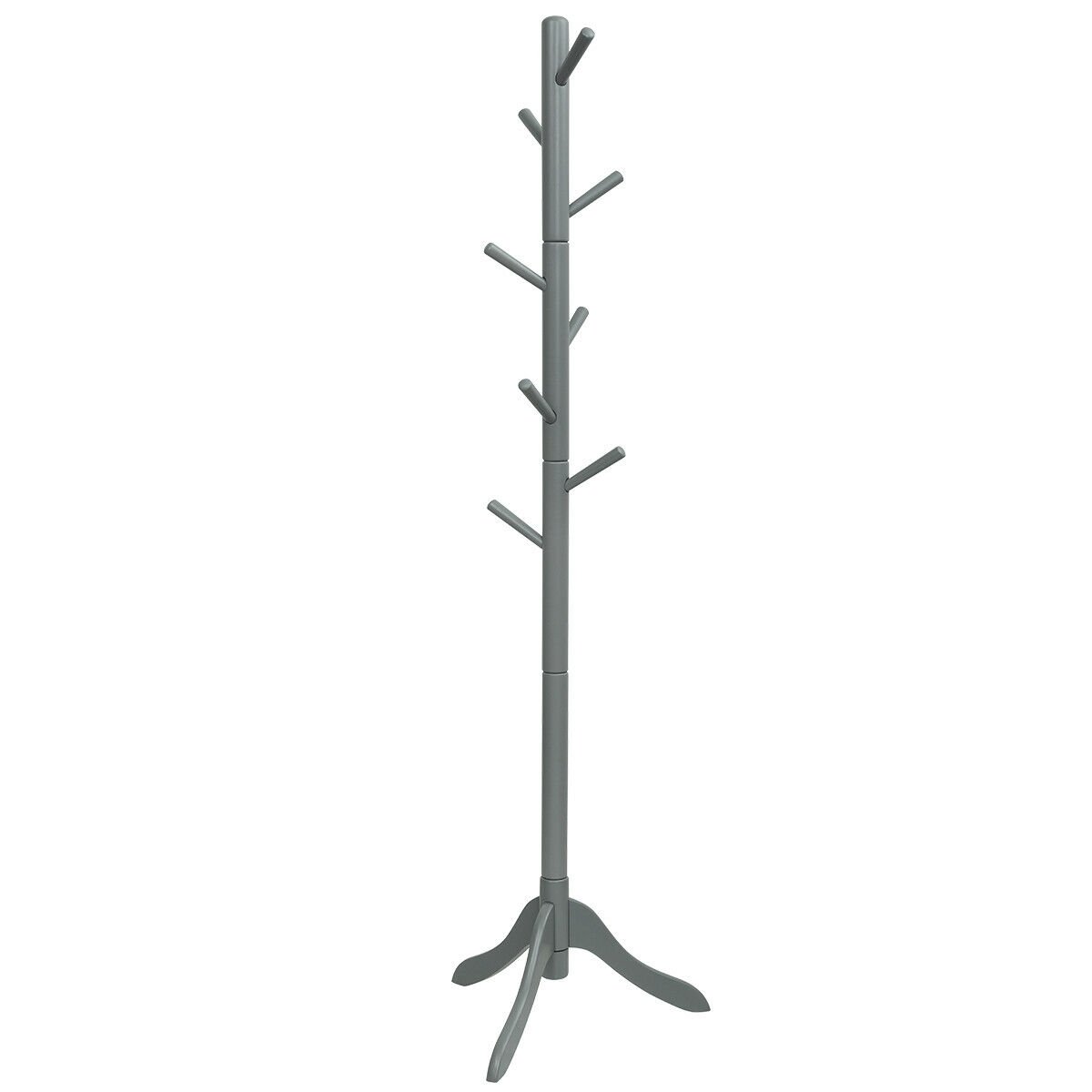 Adjustable Wooden Tree Coat Rack with 8 Hooks, Gray Coat Racks & Hall Trees   at Gallery Canada