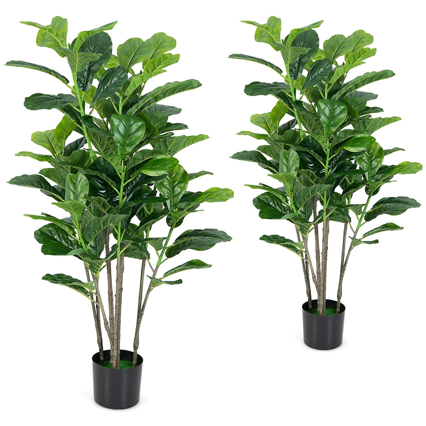 51 Inch 2-Pack Artificial Fiddle Leaf Fig Tree for Indoor and Outdoor, Green - Gallery Canada