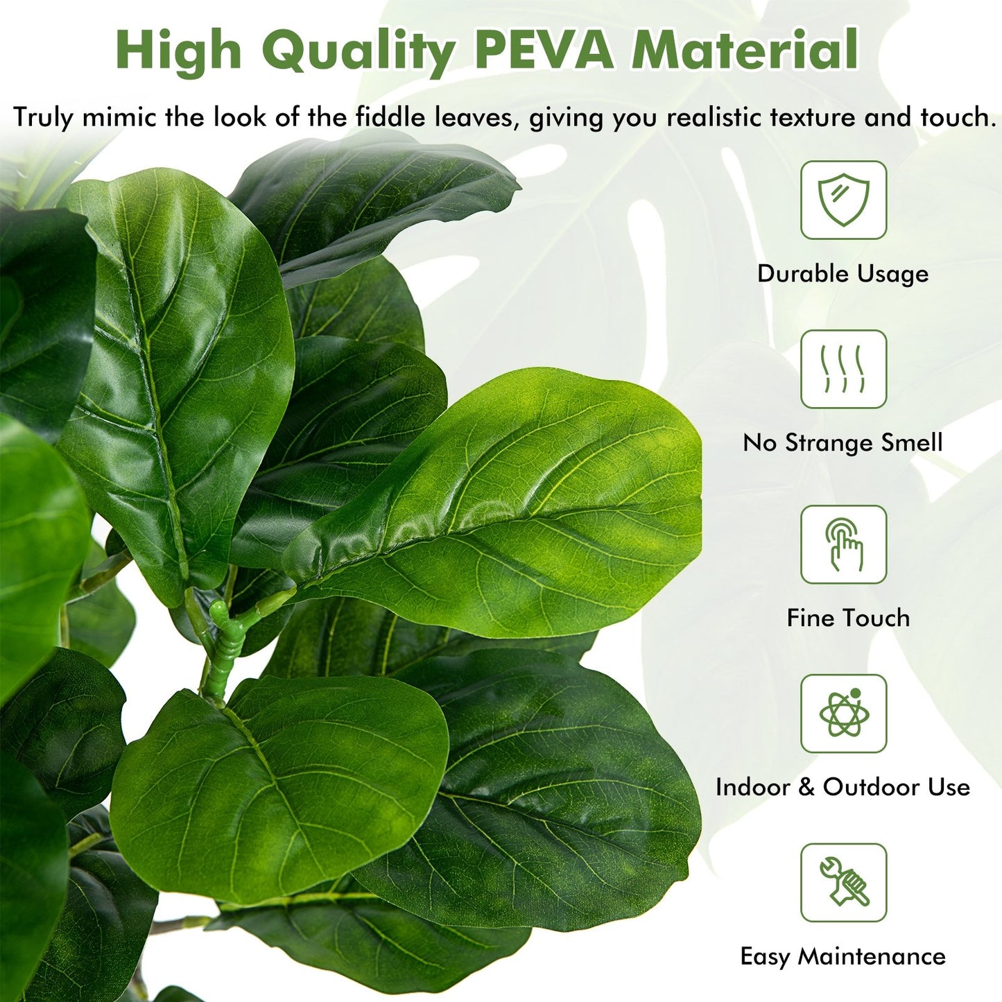 51 Inch 2-Pack Artificial Fiddle Leaf Fig Tree for Indoor and Outdoor, Green Faux Plants   at Gallery Canada