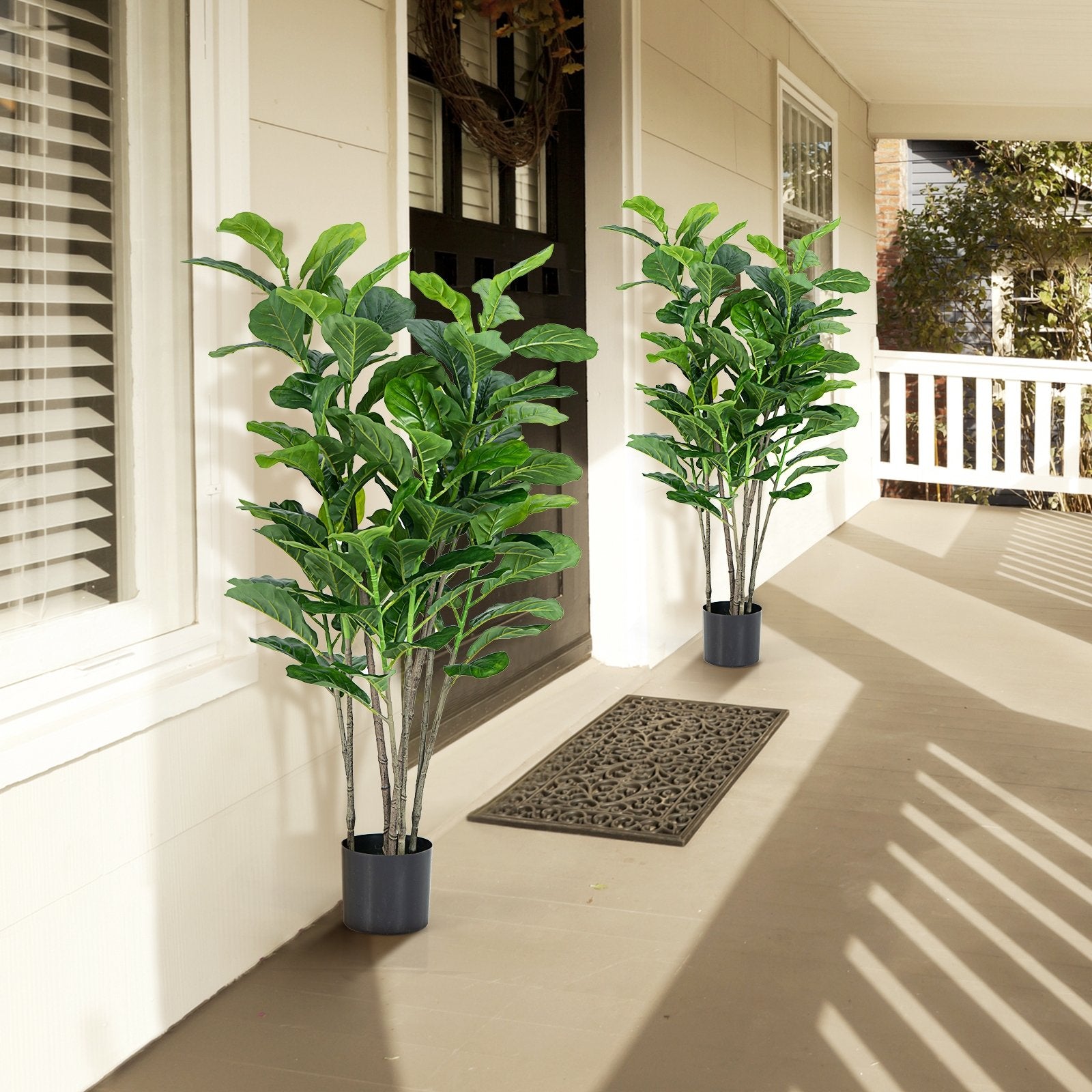 51 Inch 2-Pack Artificial Fiddle Leaf Fig Tree for Indoor and Outdoor, Green - Gallery Canada