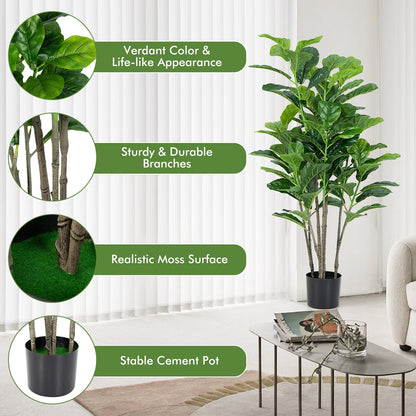 51 Inch 2-Pack Artificial Fiddle Leaf Fig Tree for Indoor and Outdoor, Green - Gallery Canada