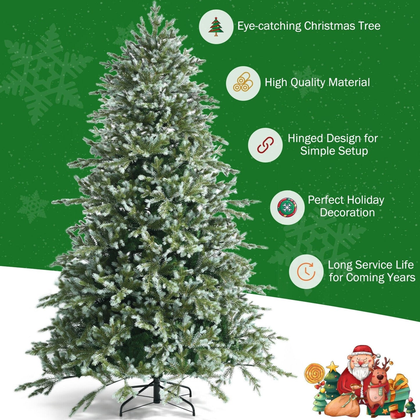 8 Feet Hinged Artificial Christmas Spruce Tree with Mixed PE and PVC Tips, Green Christmas Tree   at Gallery Canada