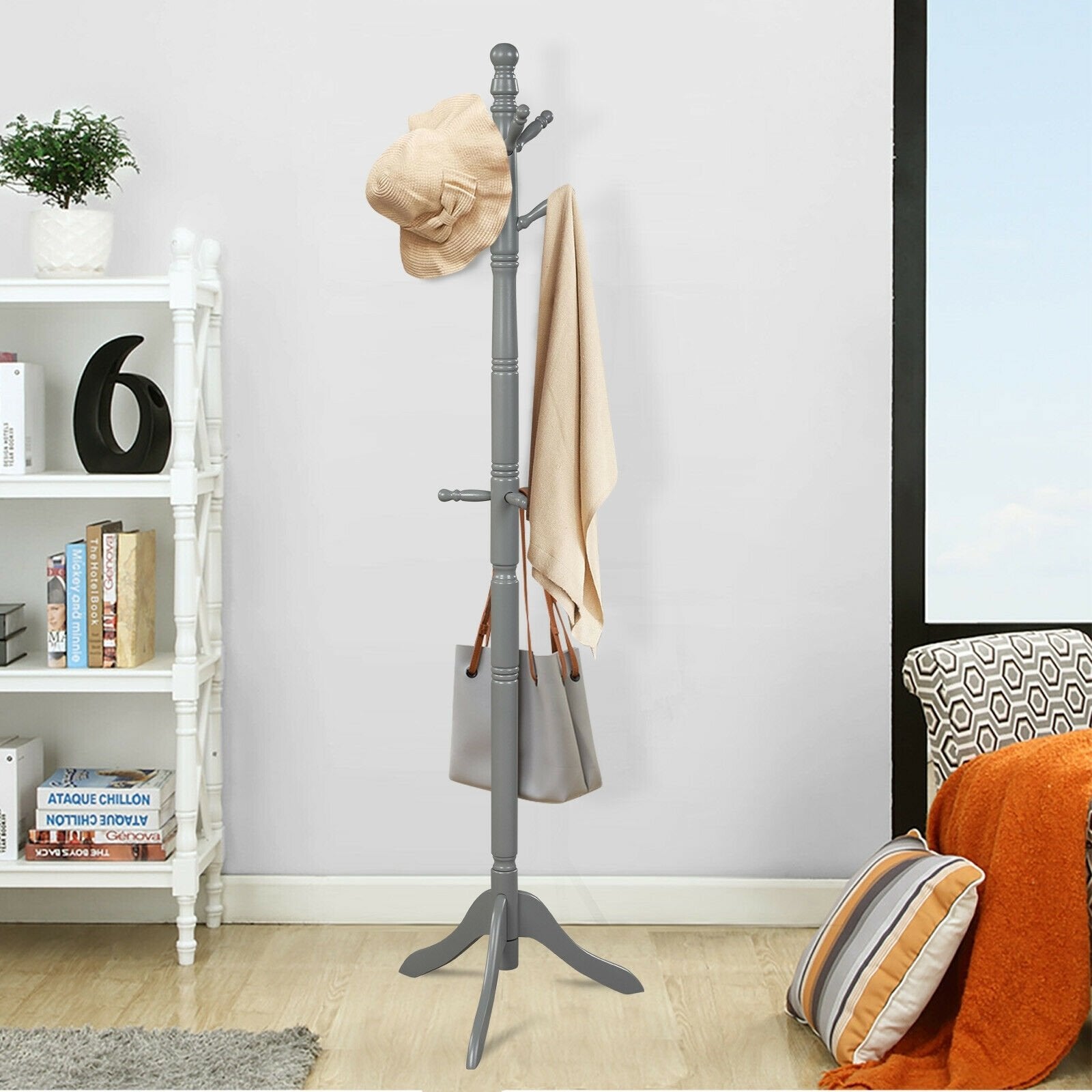 Adjustable Free Standing Wooden Coat Rack, Gray Coat Racks & Hall Trees   at Gallery Canada