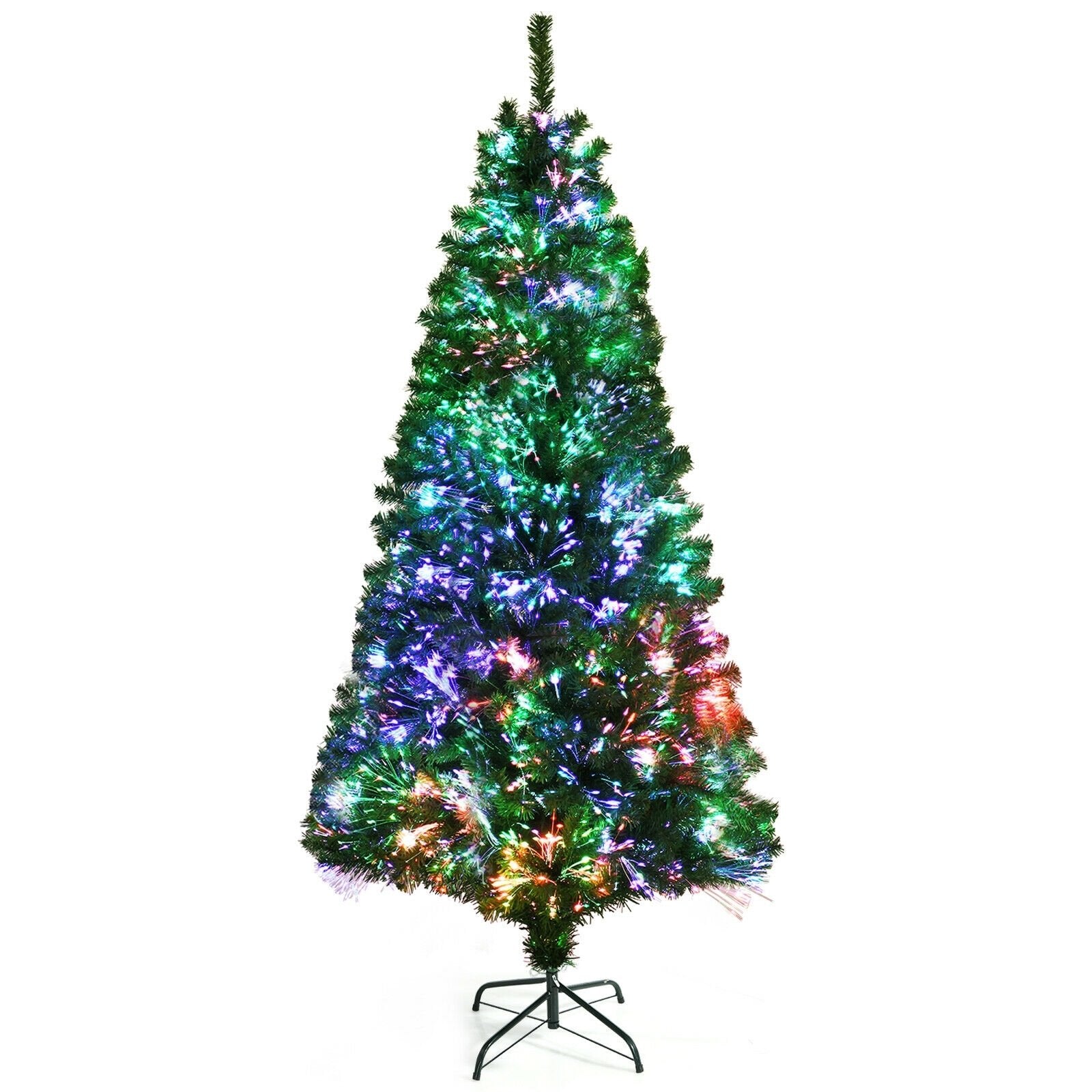 Pre-lit Multi-Colored Fiber Optic Spruce Artificial Christmas Tree-7 ft, Green Christmas Tree   at Gallery Canada