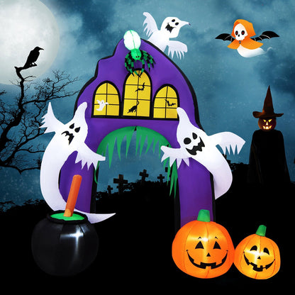 9 Feet Tall Halloween Inflatable Castle Archway Decor with Spider Ghosts and Built-in, Purple Halloween   at Gallery Canada