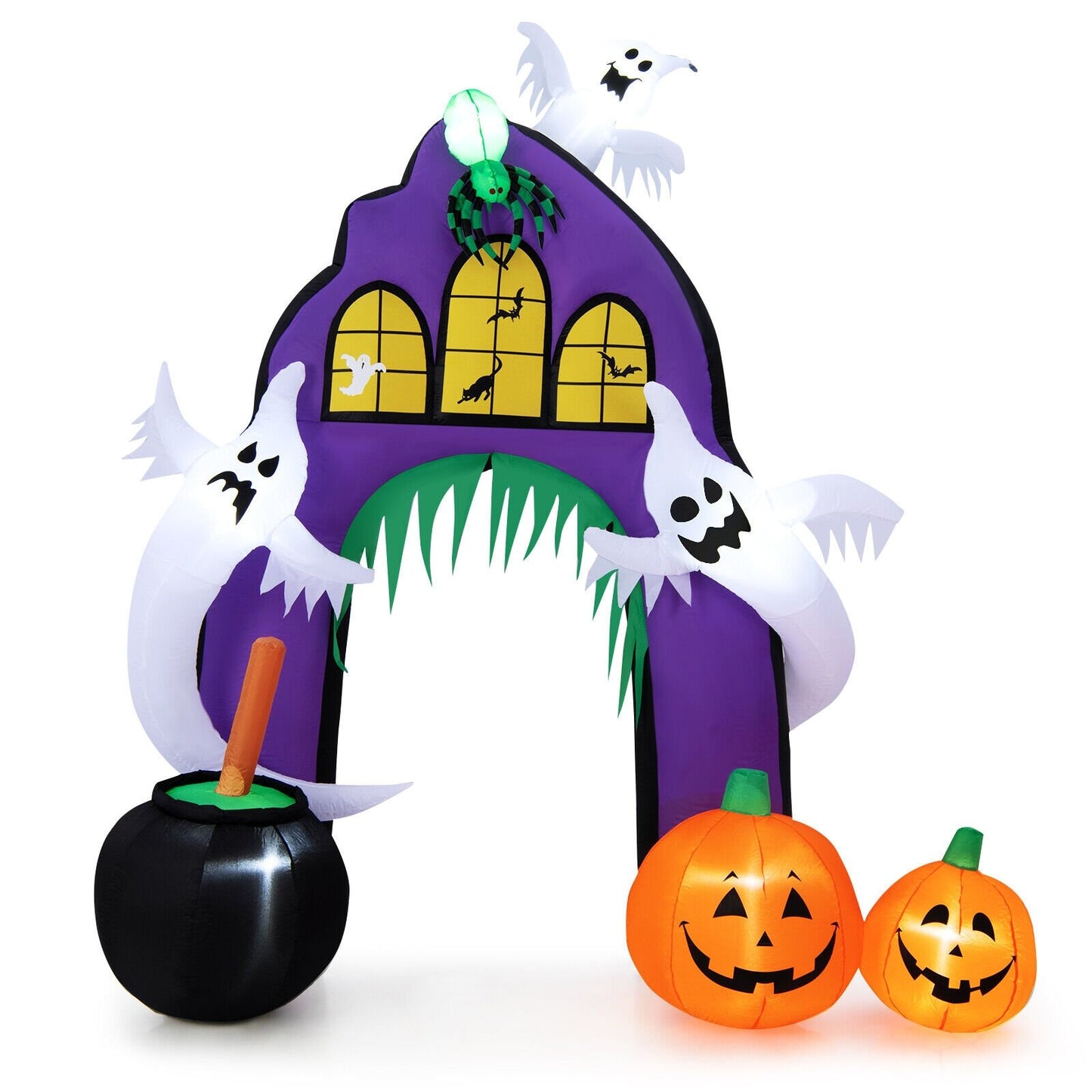 9 Feet Tall Halloween Inflatable Castle Archway Decor with Spider Ghosts and Built-in, Purple - Gallery Canada